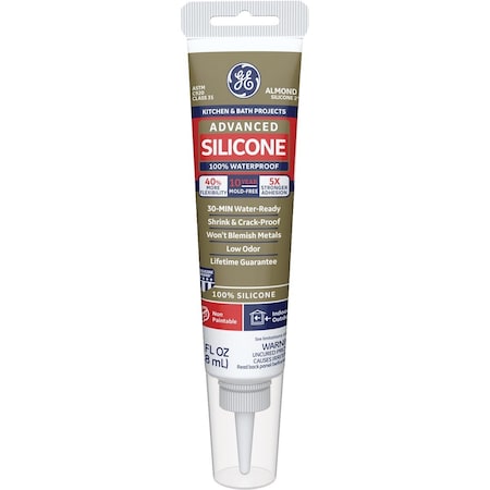 Ge Advanced Silicone 2 Kitchen & Bath Sealant - Squeeze, Almond, 2.8oz 2816708